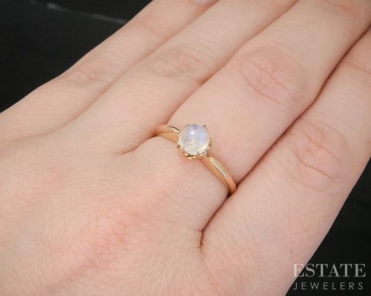 Antique 10k Yellow Gold Natural Moonstone Solitaire Ring 1.9g p17171
