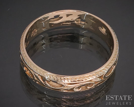 Antique 14k Yellow Gold 6mm Open Scroll Mens Wedding Band 5g p18187b