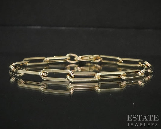 14k Yellow Gold 4.4mm Paperclip Chain Link Ladies Bracelet 2.4g 7"L p18191b