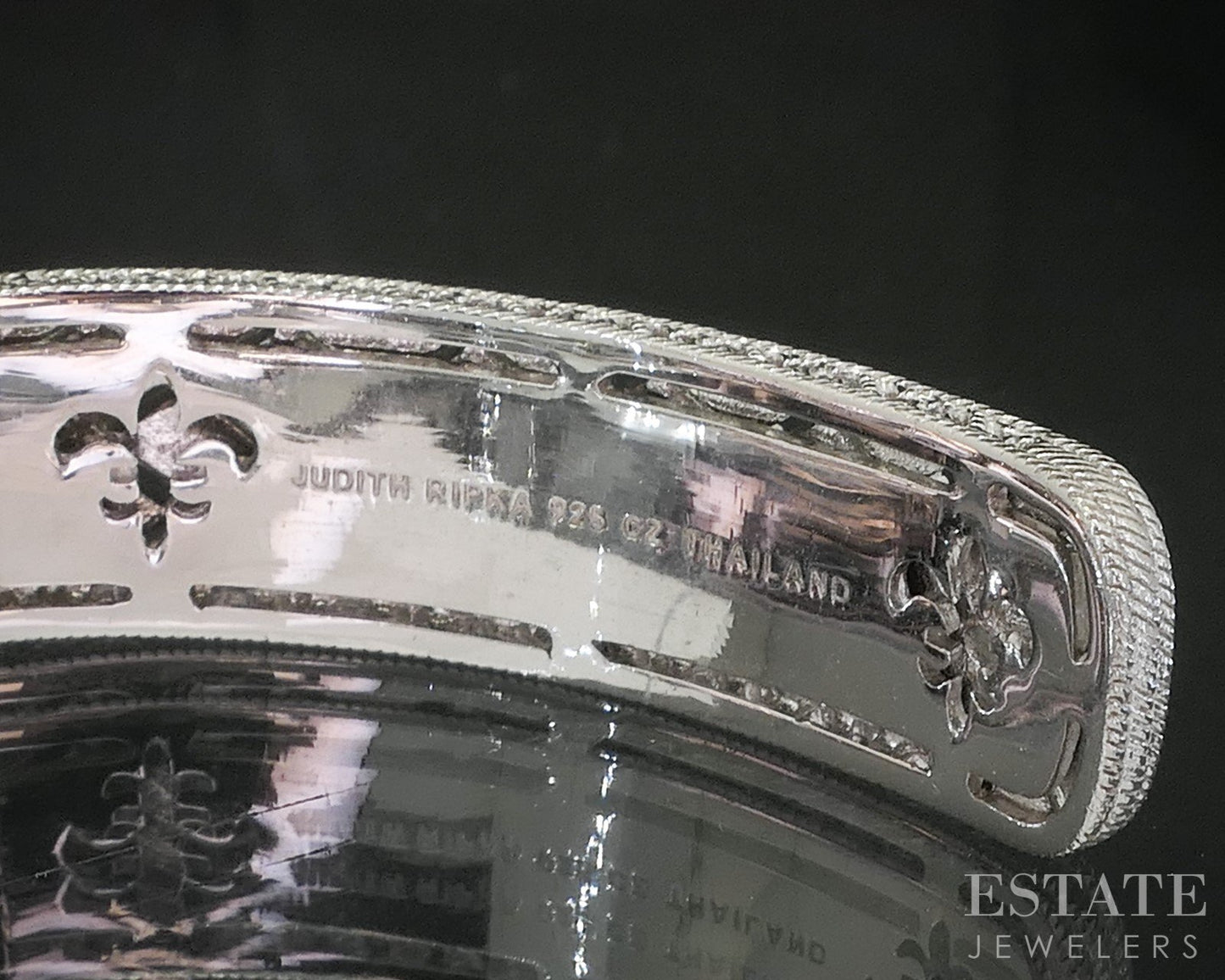 Sterling Judith Ripka Sapphire & CZ Cable Hinged Cuff Bracelet 36.6g p18289