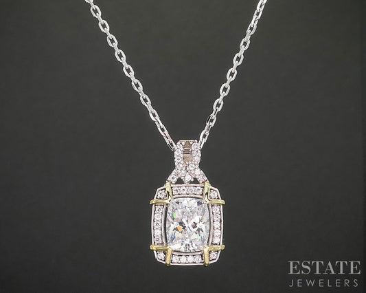 Sterling Silver Verragio CZ Cable Chain Necklace 8.5g 18"L p18303