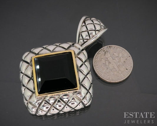 14k & Sterling Nancy & David Black Onyx Ladies Pendant 24.3g p18351