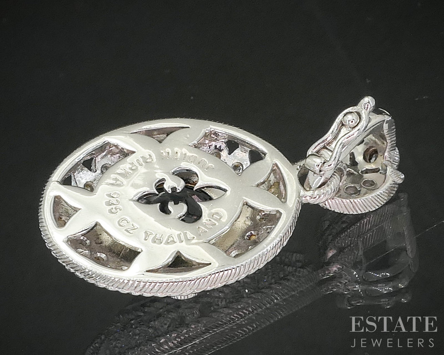 Sterling Silver Judith Ripka London Blue Topaz & CZ Pendant 11.5g p18354