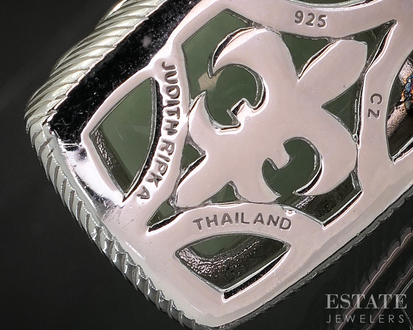 Sterling Silver Judith Ripka Natural Green Jade & CZ Pendant 15.5g p18390