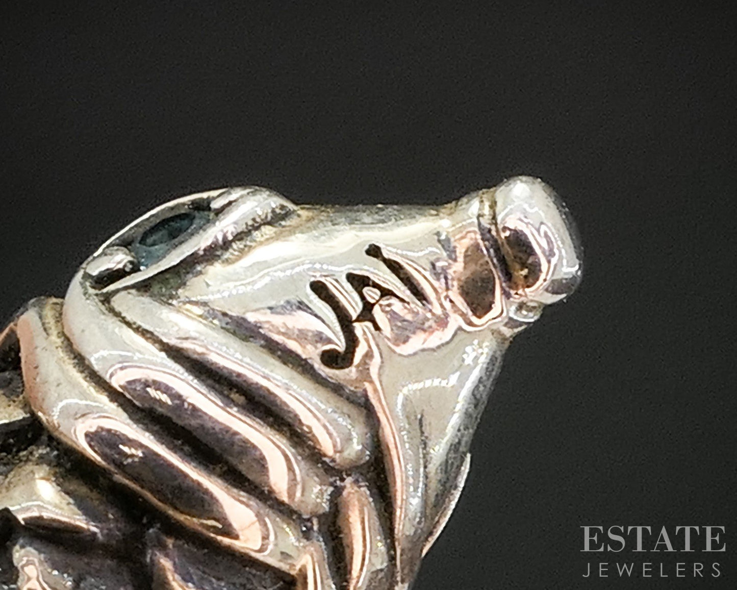 14k & Sterling JAI John Hardy Natural Blue Topaz Koi Fish Pendant 4.7g p18391