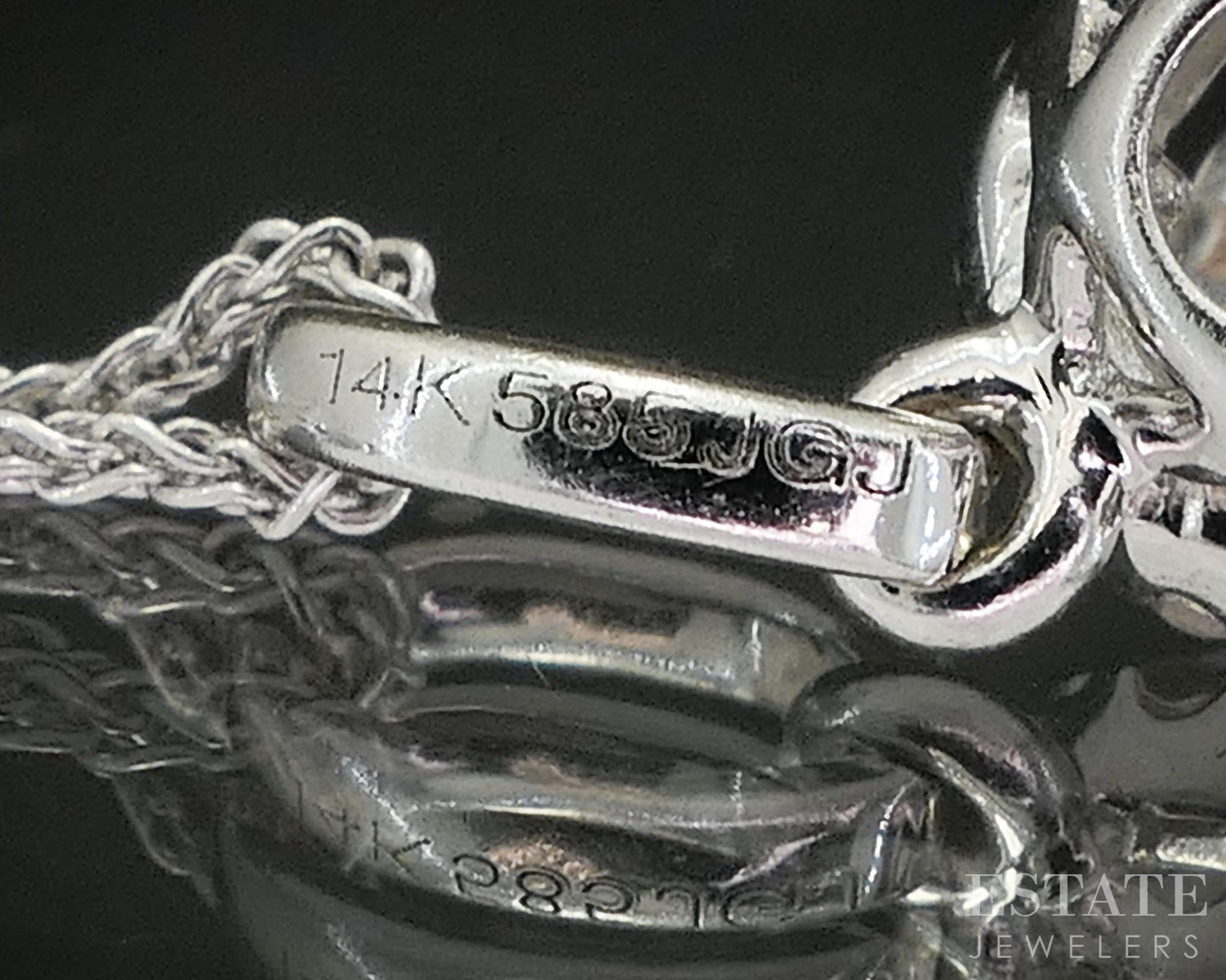 14k White Gold Natural .27ctw Diamond Halo Necklace 1.9g 18"L p18560b