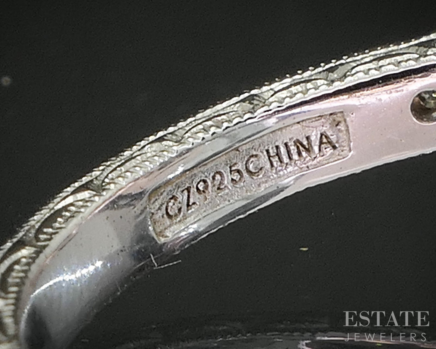 Sterling Silver Tacori CZ & Blue Enameled Art Deco Engagement Ring 6.0g p18583