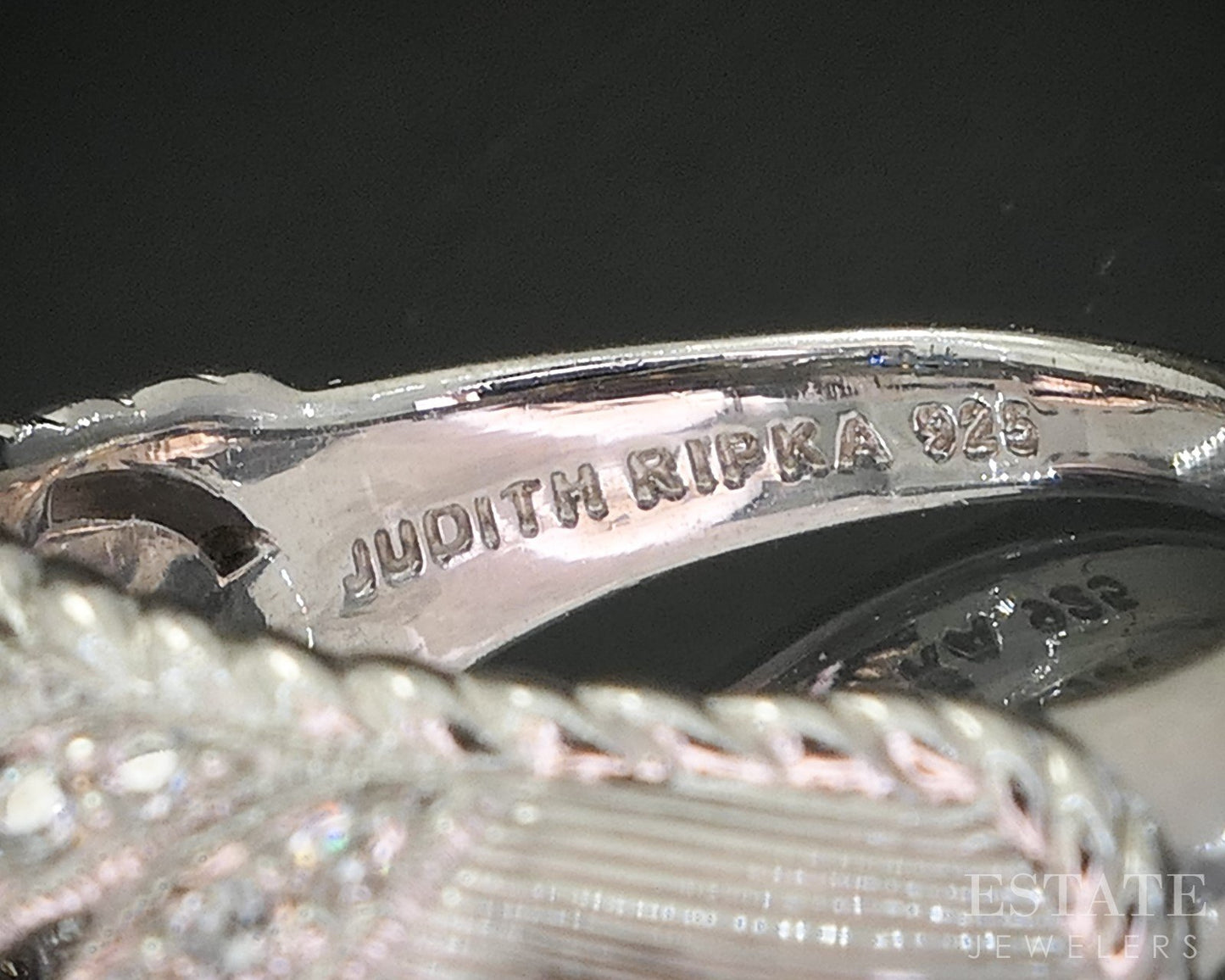 Sterling Silver Judith Ripka London Blue Topaz & CZ Band Ring 11.9g p18597