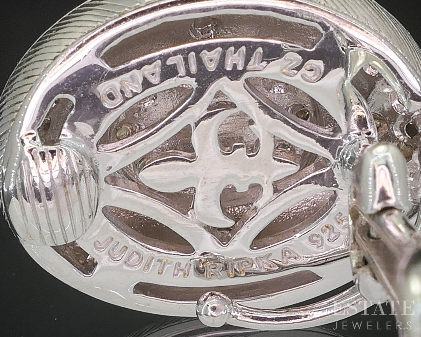 Sterling Silver Judith Ripka Blue Enameled Quartz CZ Clip On Earrings 14g p18634