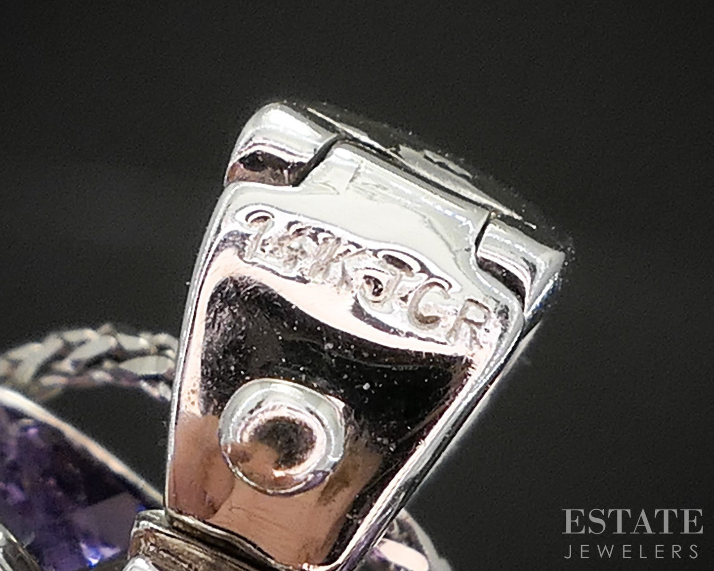 14k White Gold Natural Amethyst & Diamond Heart Necklace 10.6g 16"L p18347