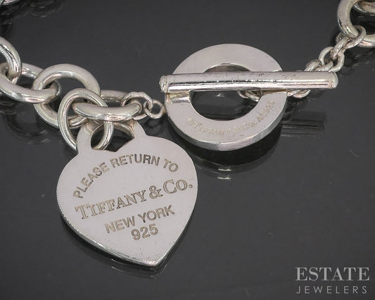 Sterling Tiffany & Co. Heart Tag Cable Chain Toggle Bracelet 34.9g 7.5"L p15818
