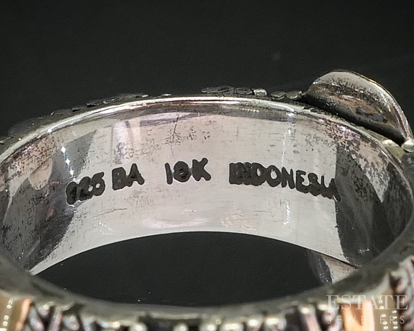 18k & Sterling BA Bali Suarti Ladies Stacked Band Ring 9.5g p18997