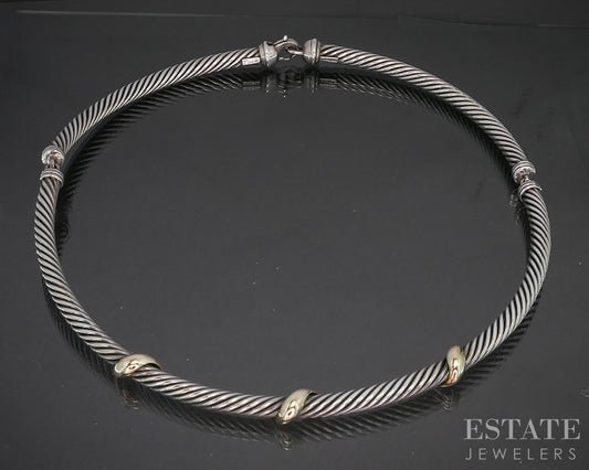 14k & Sterling David Yurman 5mm Cable Collar Necklace 69.8g p14996