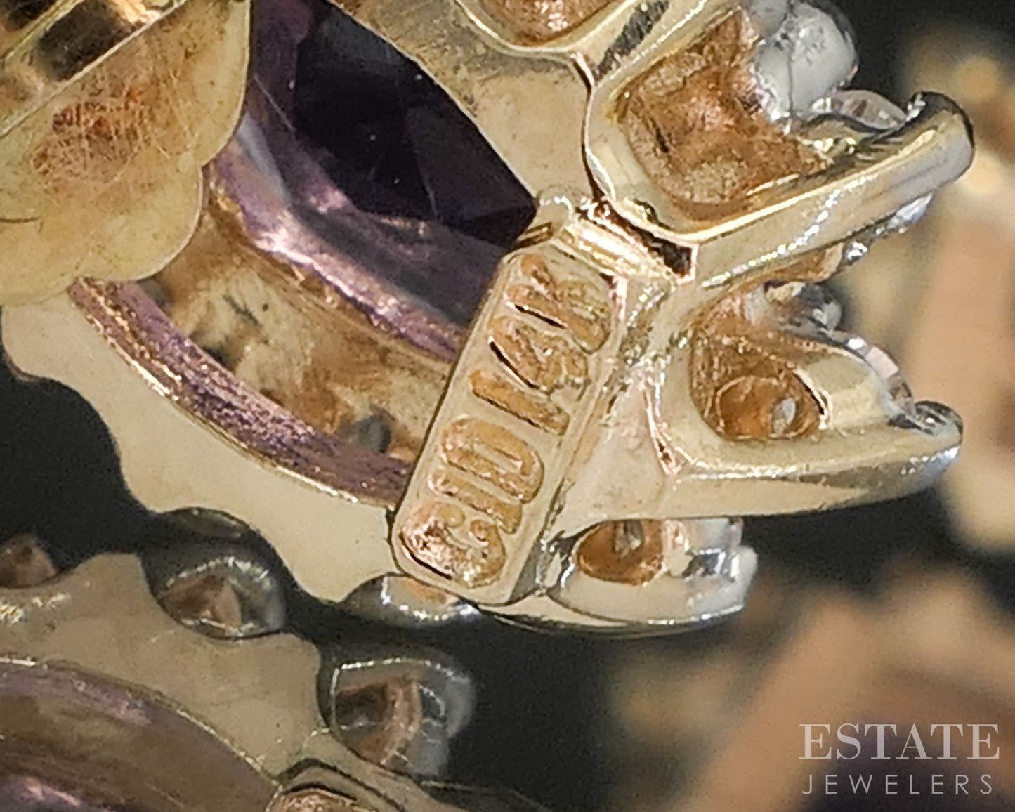 14k Yellow Gold Natural Amethyst & Diamond Halo Stud Earrings 2.4g p18998