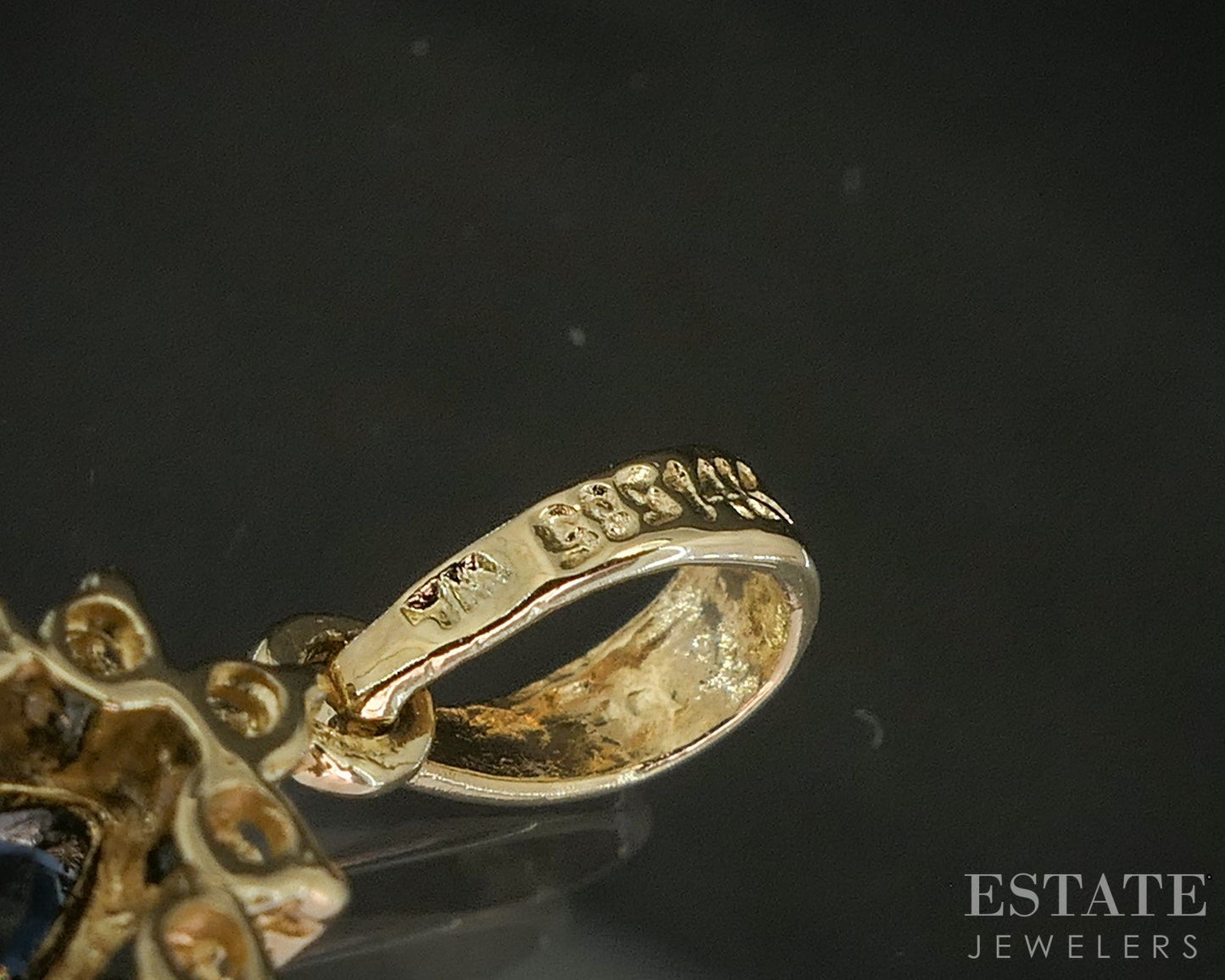 14k Yellow Gold Natural Blue Sapphire & Diamond Teardrop Pendant 0.9g p19240b