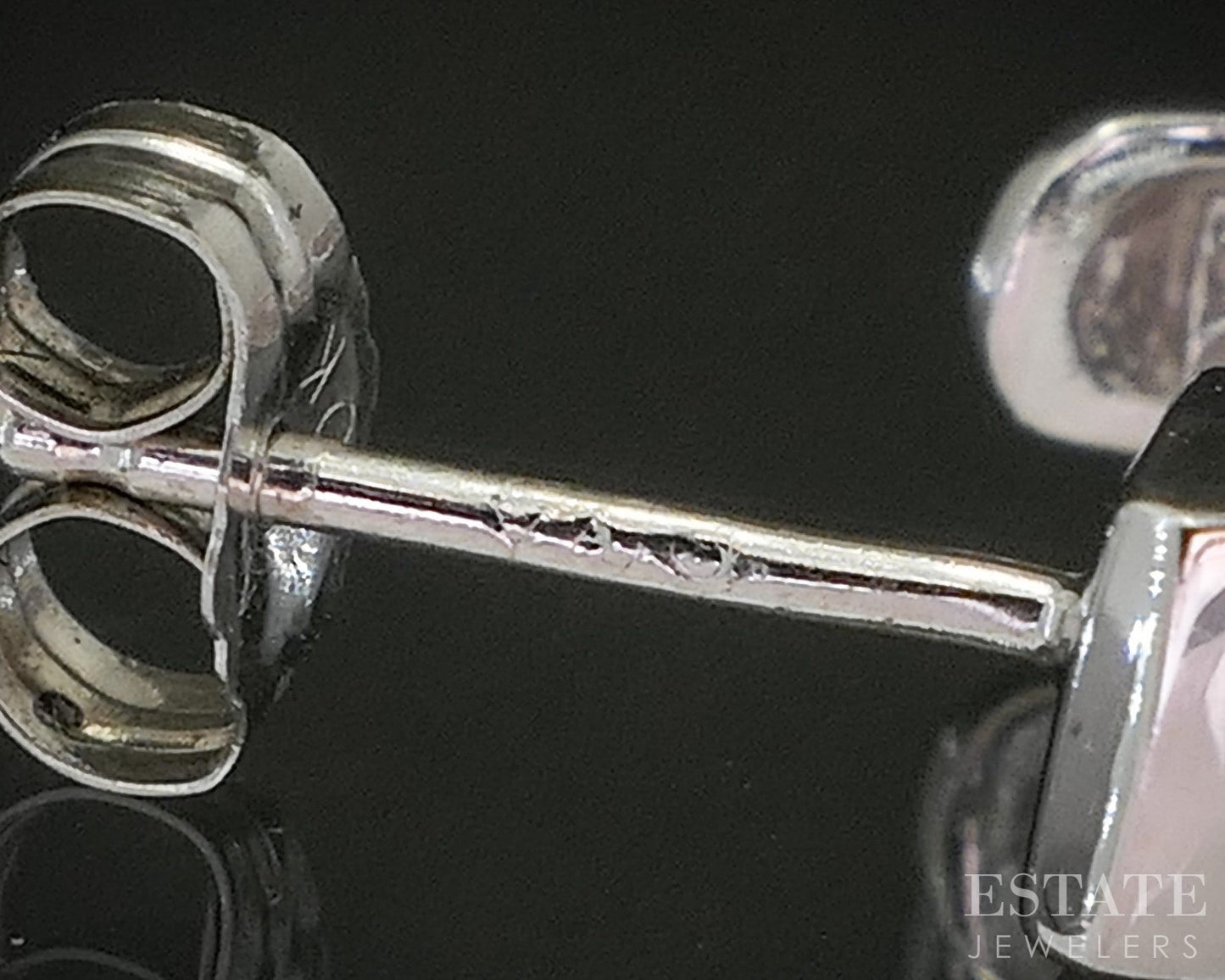 14k White Gold Natural Blue Sapphire & Diamond J-Hoop Earrings 2.2g p19243b