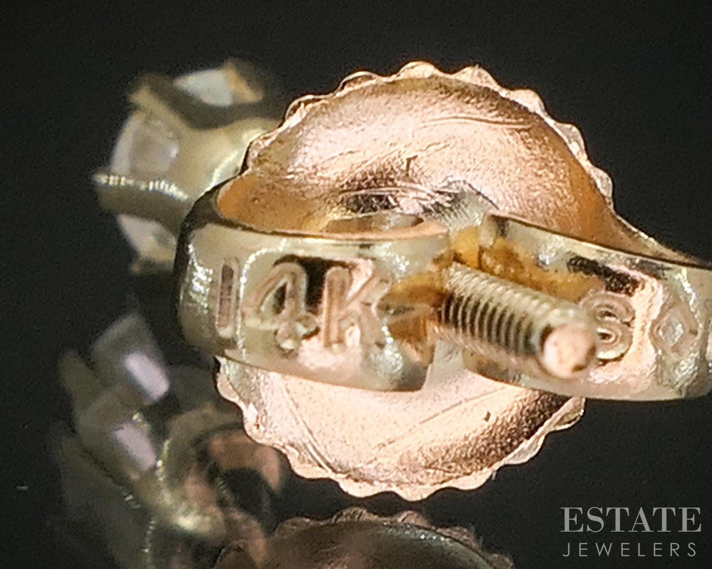 14k Yellow Gold Round Natural .16ctw Diamond Screw Back Earrings p19270b