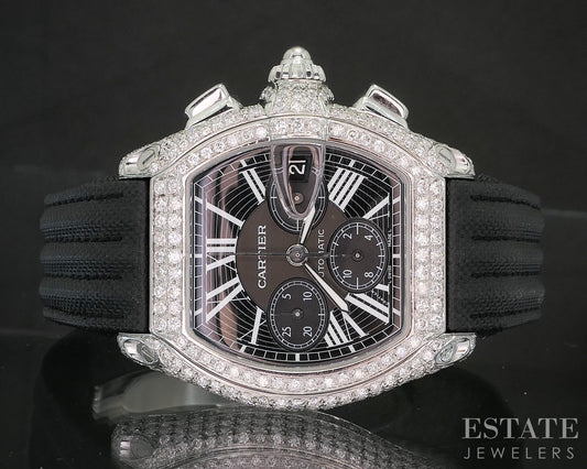 Cartier Roadster 2618 Automatic Stainless 5ctw Diamond Mens Watch p15257