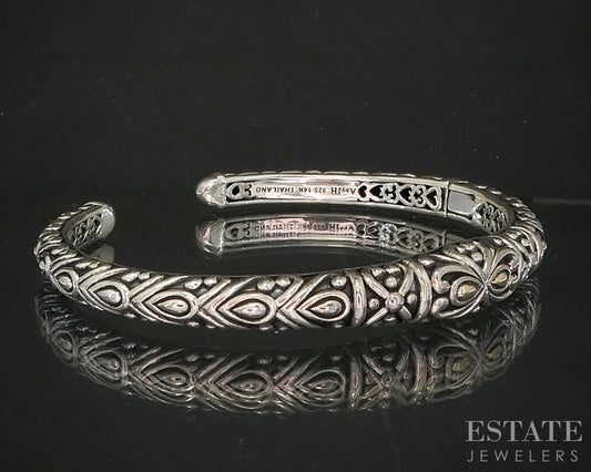 14k & Sterling Angela by John Hardy Beaded Hinged Cuff Bracelet 23.4g p19970