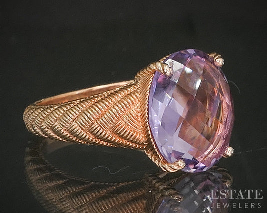 Sterling Silver Judith Ripka Natural Amethyst Cable Ladies Ring 8.3g p19979