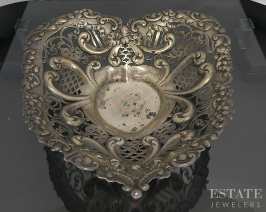 1892 Sterling Gorham 3293 Footed Pierced Heart Bowl Candy Dish 237g p19985