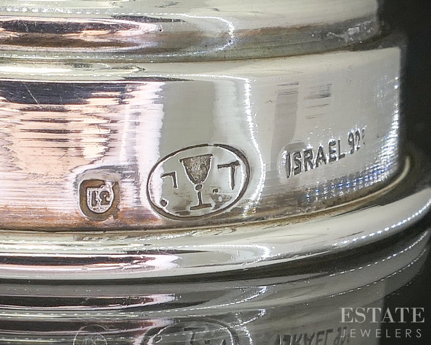 Sterling Silver Eilat Stone Israel Judaica Kiddush Cup Goblet Set 92g p19734