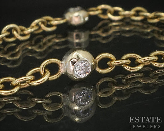 18k Yellow Gold Natural .42ctw Diamond By the Yard Bracelet 4.6g 7"L p15975