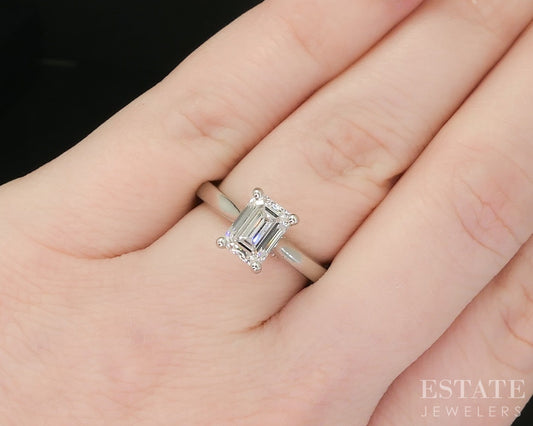 Platinum GIA Emerald Cut Natural 1.70ct Diamond Solitaire Ring 6.9g p84319