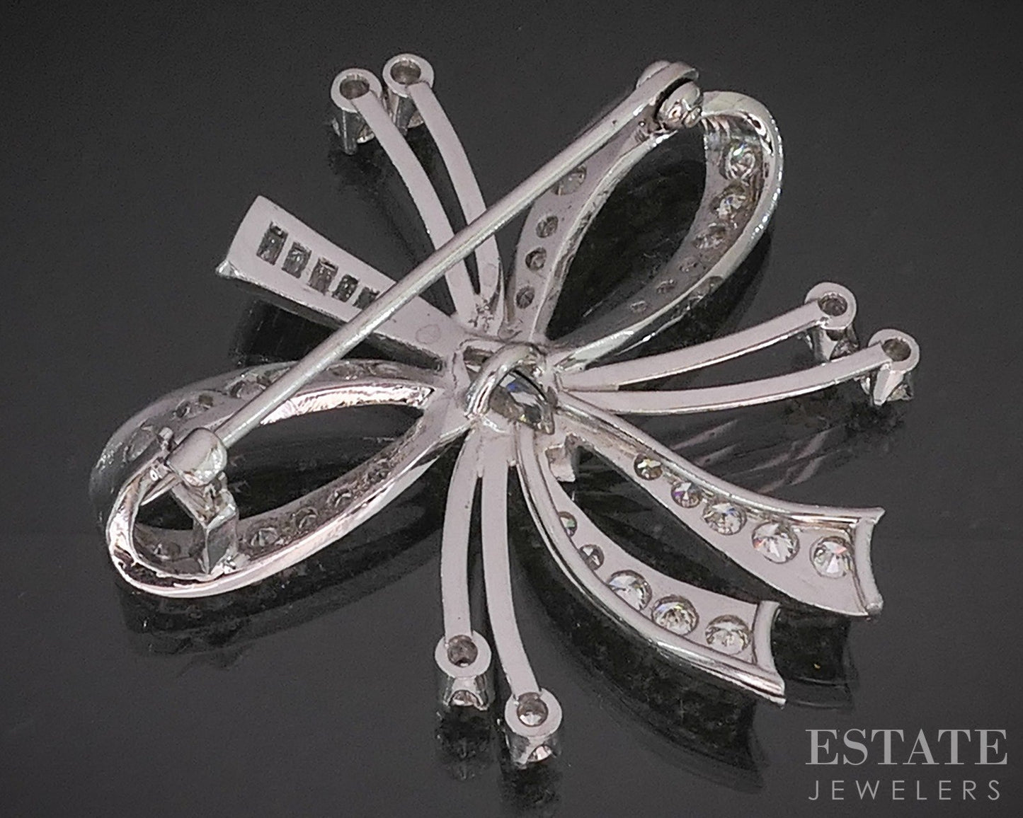 Vintage Platinum Natural 1.90ctw Diamond Bow Ribbon Pin Pendant 8.6g p16551