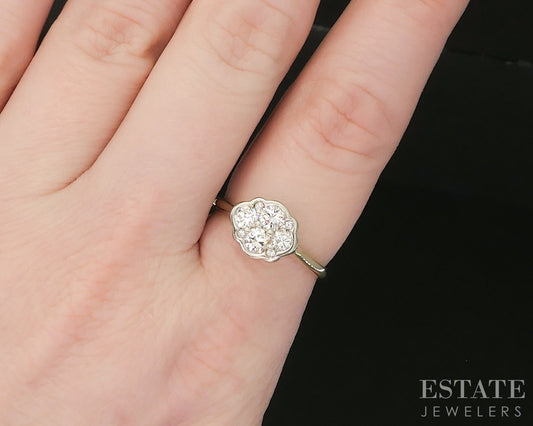 14k Yellow & White Gold Natural .30ctw Diamond Cluster Ring 3.2g p16623
