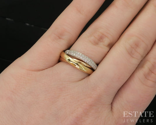 18k Tri Colored Gold Natural .63ctw Diamond Band Rolling Ring 8g p19855
