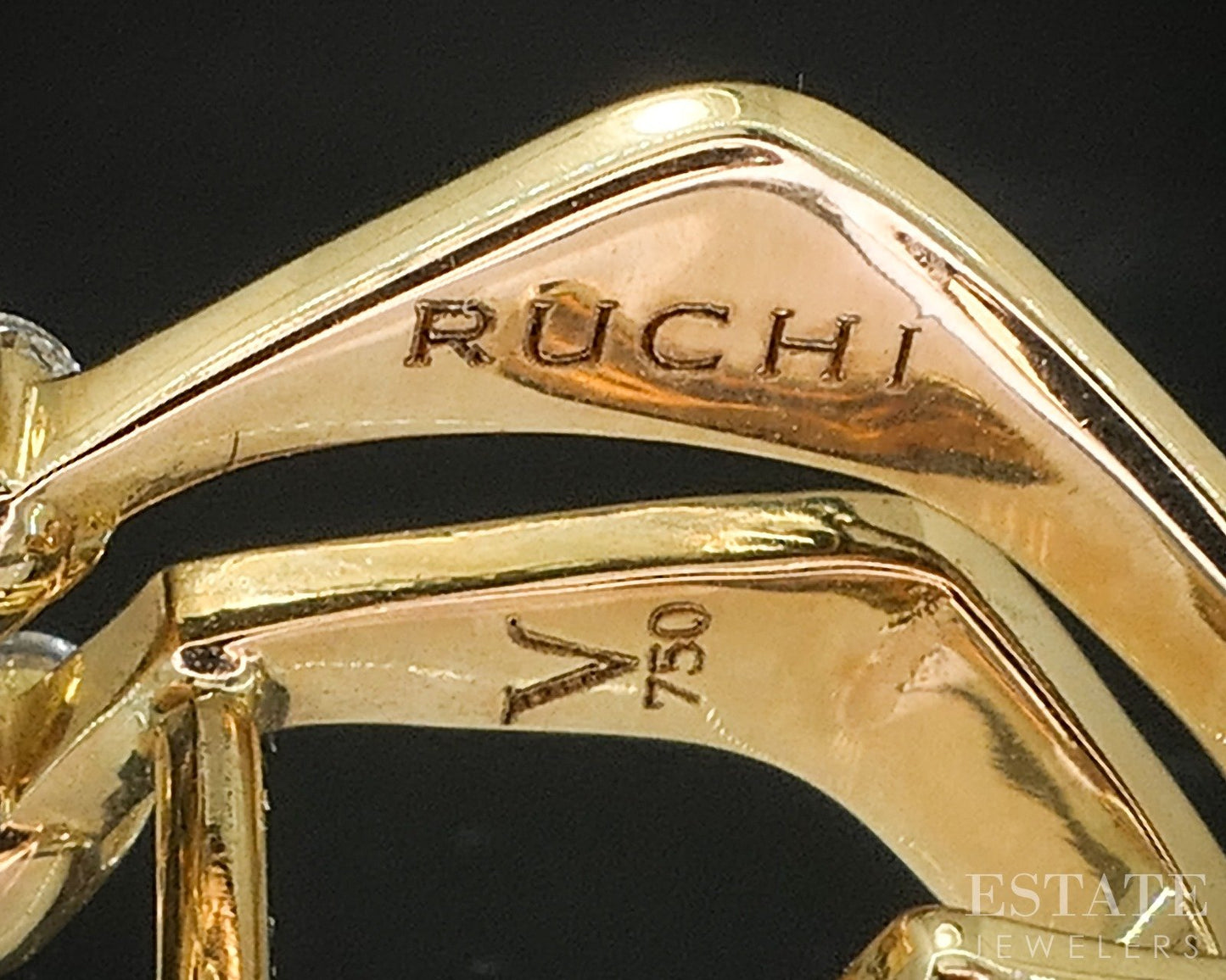 18k Yellow Gold Pear Natural .51ctw Diamond J-Hoop Earrings 4.2g p19859