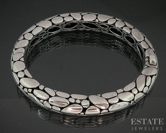Sterling Silver John Hardy Kali Pebble Hinged Bangle Bracelet 42.2g p16731