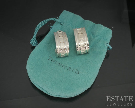 Sterling Silver Tiffany & Co. Atlas J-Hoop Ladies Earrings 18.3g p17808