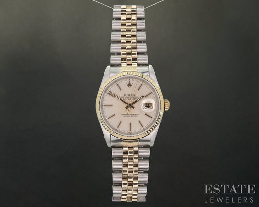 1990 Rolex Datejust 18k Stainless 16233 Jubilee Fluted 36mm Watch p20135