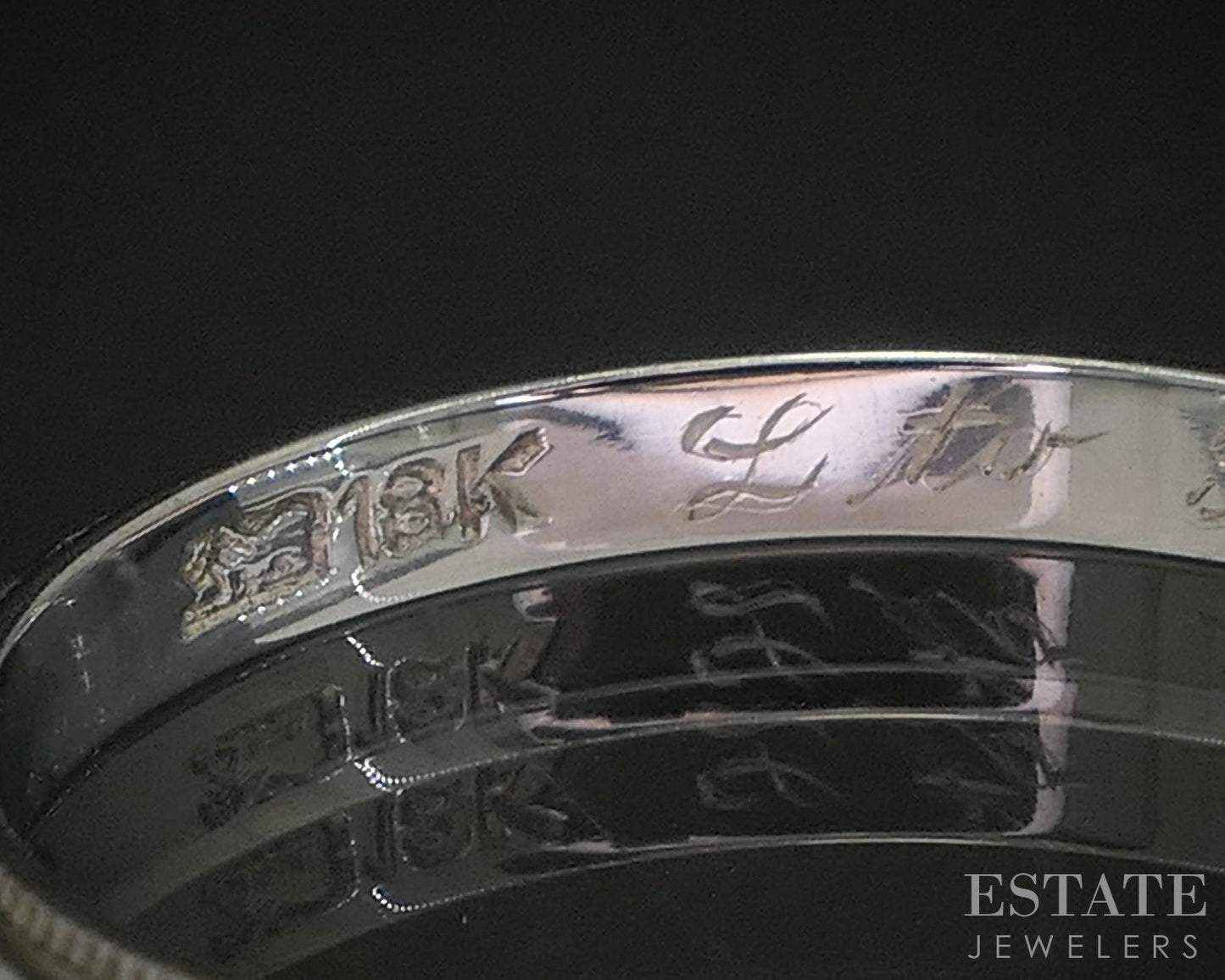 Antique 18k White Gold 2mm Engraved Ladies Wedding Band 1.8g p15354b