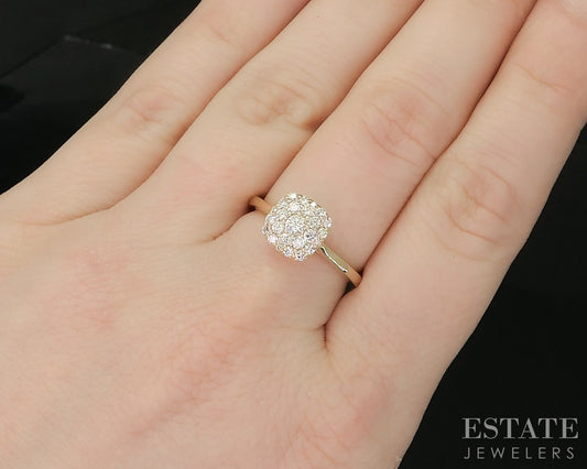 14k Yellow Gold EFFY Natural .30ctw Diamond Cluster Ladies Ring 2.9g p15752b