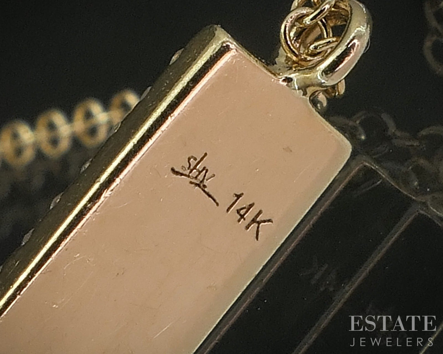 14k Yellow Gold Natural .25ctw Diamond Rectangle Necklace 2.3g 18"L p15507b