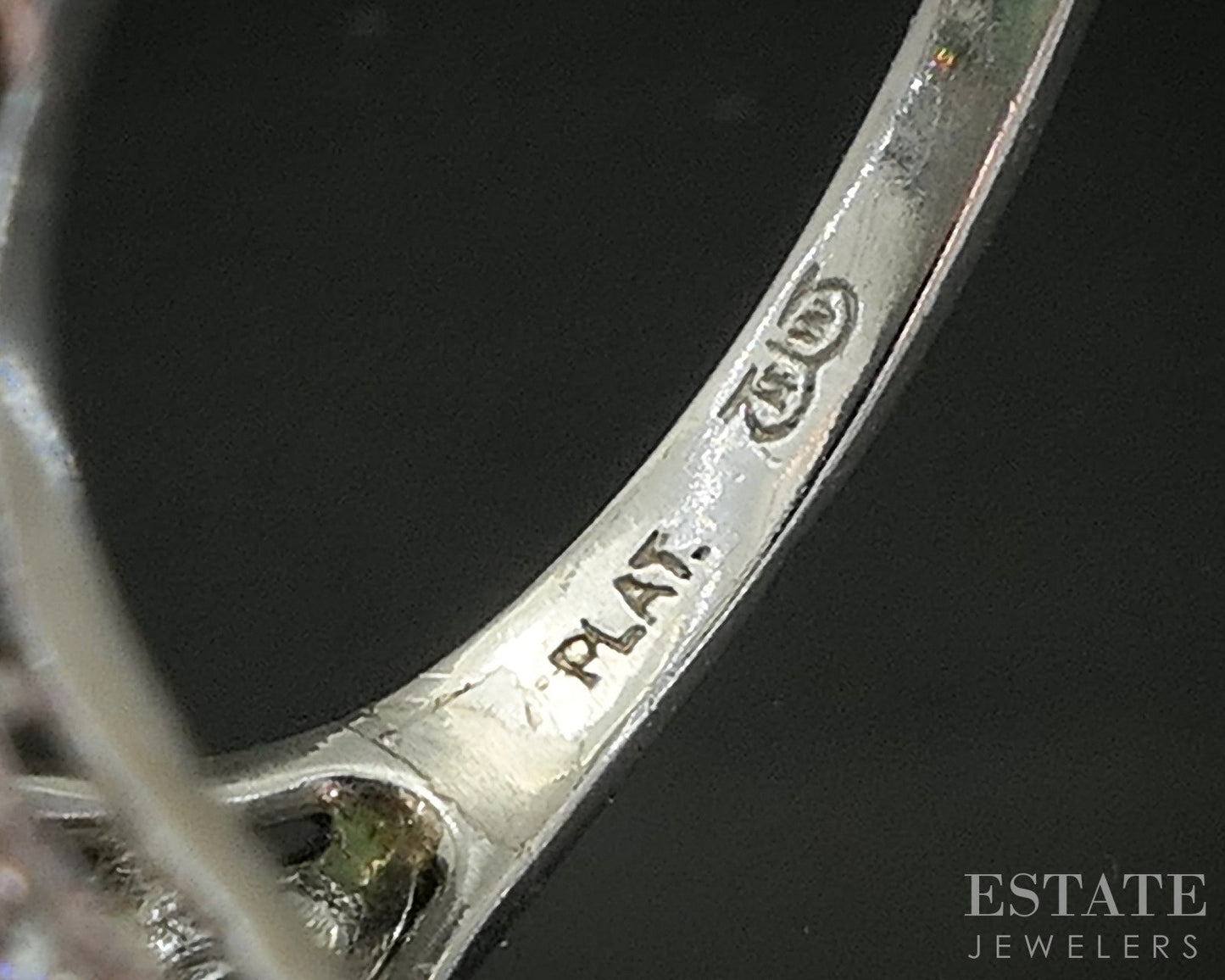 Antique Art Deco Platinum Natural Green Jade & Diamond Filigree Ring 6g p20854