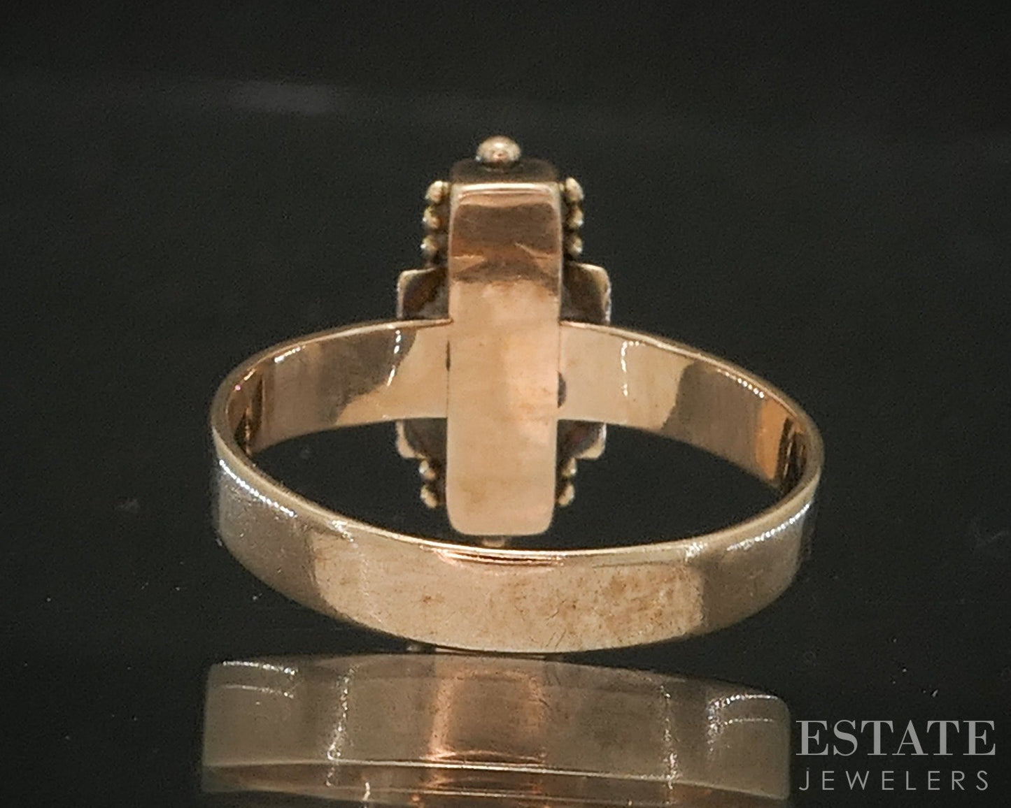 Antique Victorian 10k Yellow Gold Natural Turquoise Ladies Ring 2.4g p17830