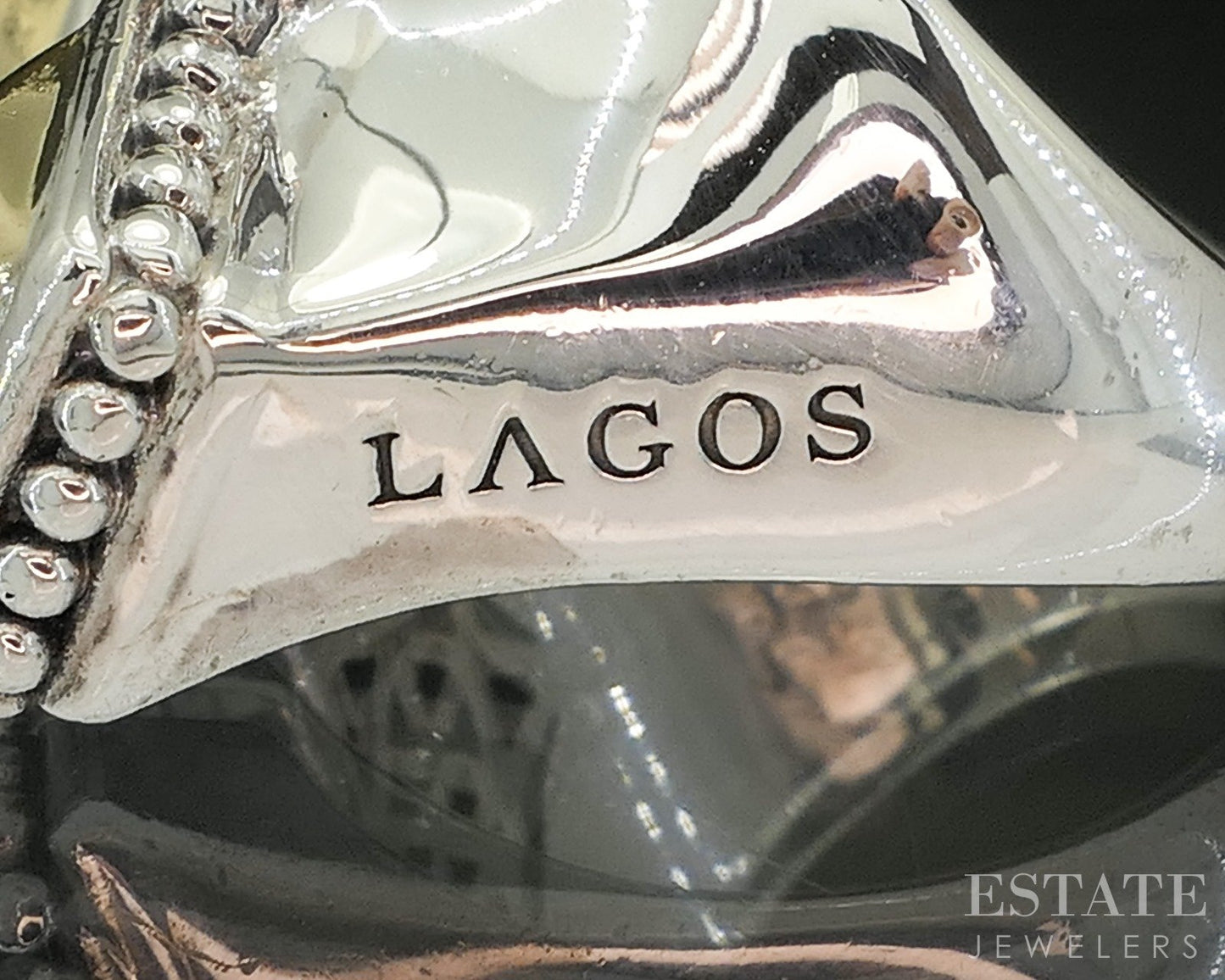 18k & Sterling Lagos Caviar Faceted Rocks Ladies Band Ring 17.8g p18147
