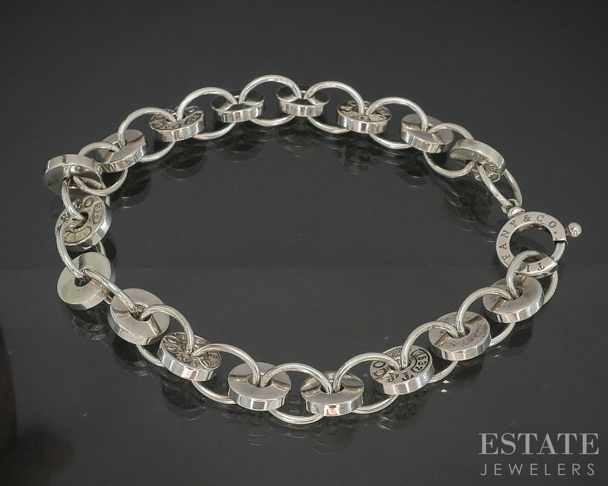 Sterling Tiffany & Co. 1837 Circle Link Ladies Bracelet 25.8g 8"L p18379