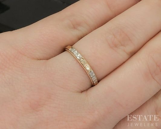 Antique 14k Yellow & White Gold 2.6mm Engraved Ladies Wedding Band 1.9g p16458b
