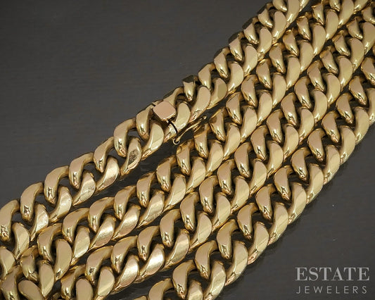 10k Yellow Gold 9.5mm Curb Chain Link Mens Necklace 46.7g 22"L p21058