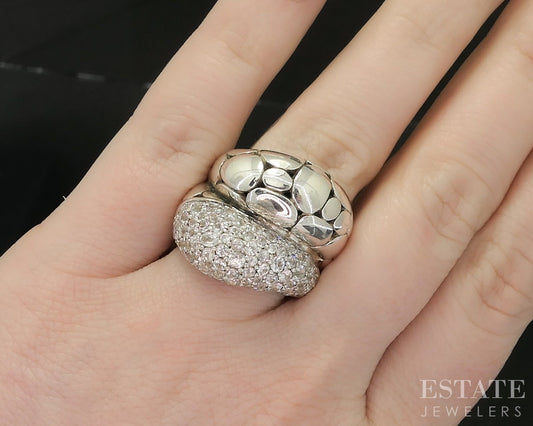 Sterling John Hardy White Sapphire Double Dome Kali Arus Pebble Ring 16g p18149