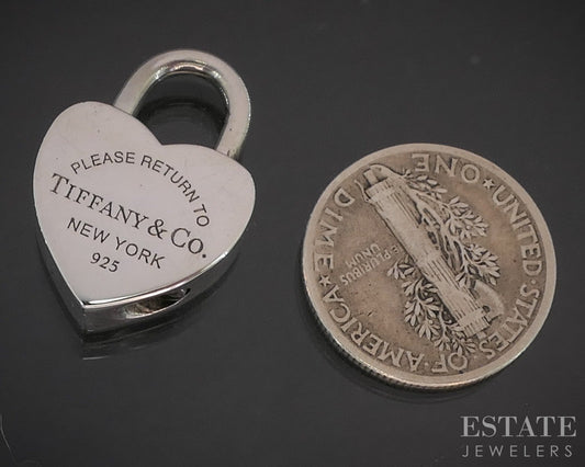 Sterling Tiffany & Co. Return to Tiffany Heart Lock Charm Pendant 8.2g p18377