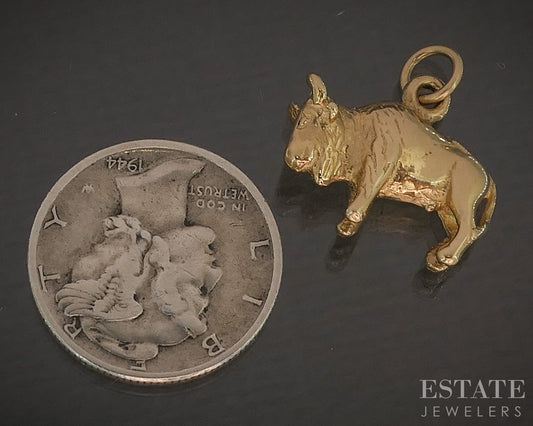 14k Yellow Gold Dimensional Buffalo Charm Pendant 3.7g p16936b