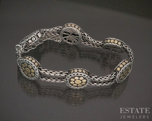 18k & Sterling Angela by John Hardy Nuansa Dots Wheat Bracelet 39g p16977b