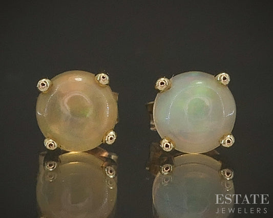 10k Yellow Gold 5mm Natural Jelly Opal Stud Earrings p16901b