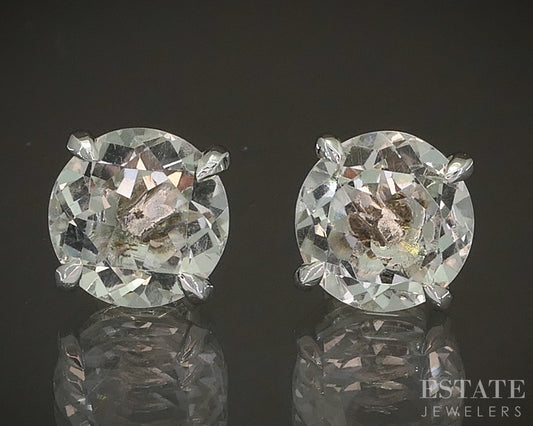 14k White Gold EFFY Natural Green Amethyst Stud Earrings 3.3g p17547b
